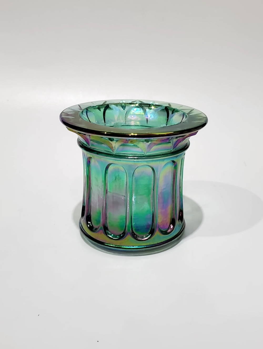 Fenton 1998 Green Carnival Glass Votive Candle Holder - Picture 9 of 13